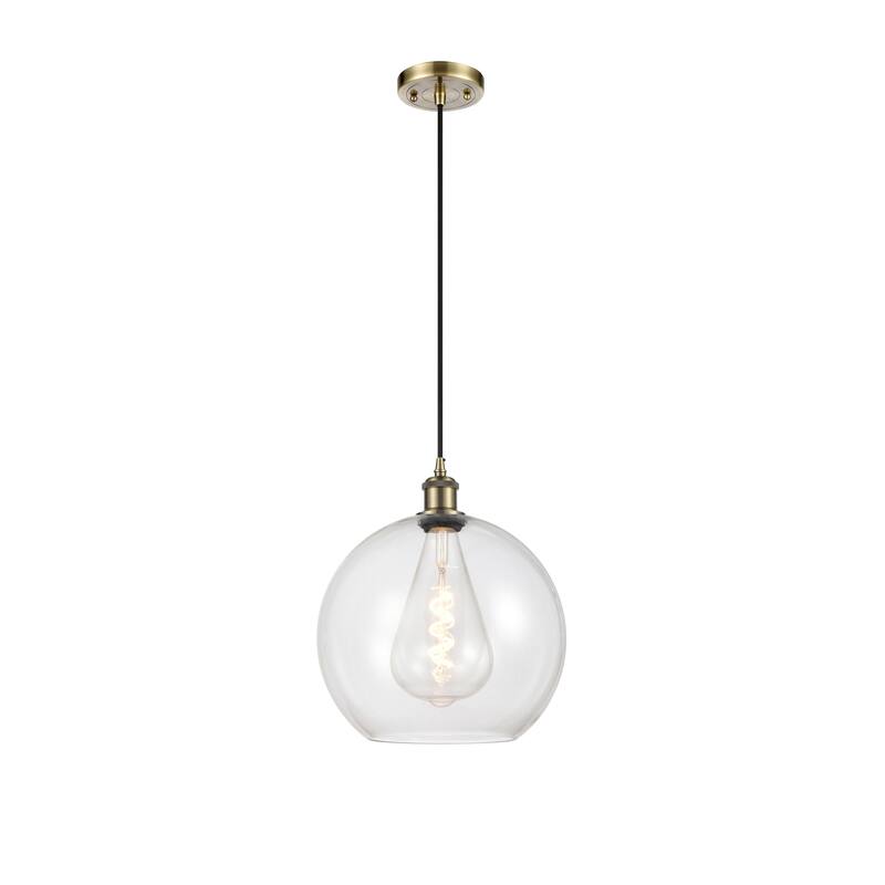 Innovations Lighting Ballston Athens 1 Light 12" Cord Hung Mini Pendant - Antique Brass/Clear