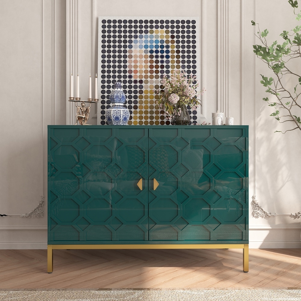 Green accent sale cabinets