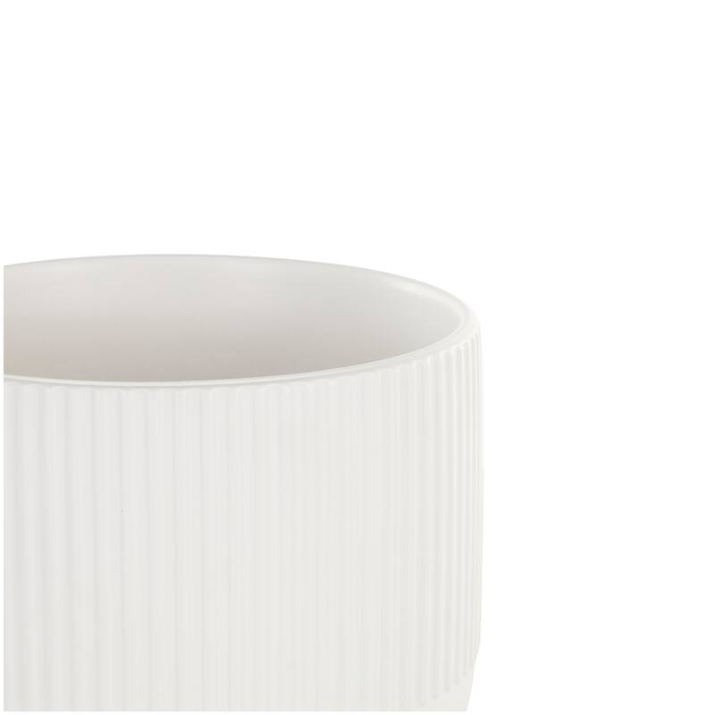 Black, Light Blue or White Ceramic Speckled Planter with Linear Grooves and Tapered Bases (Set of 3)