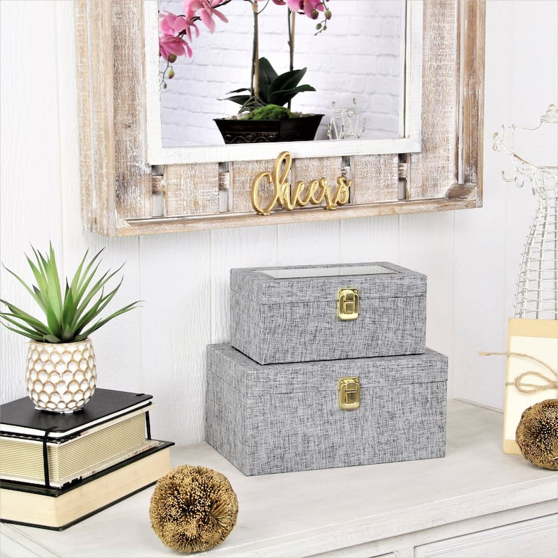 Canter Isle Linen Decorative Box Set - Grey
