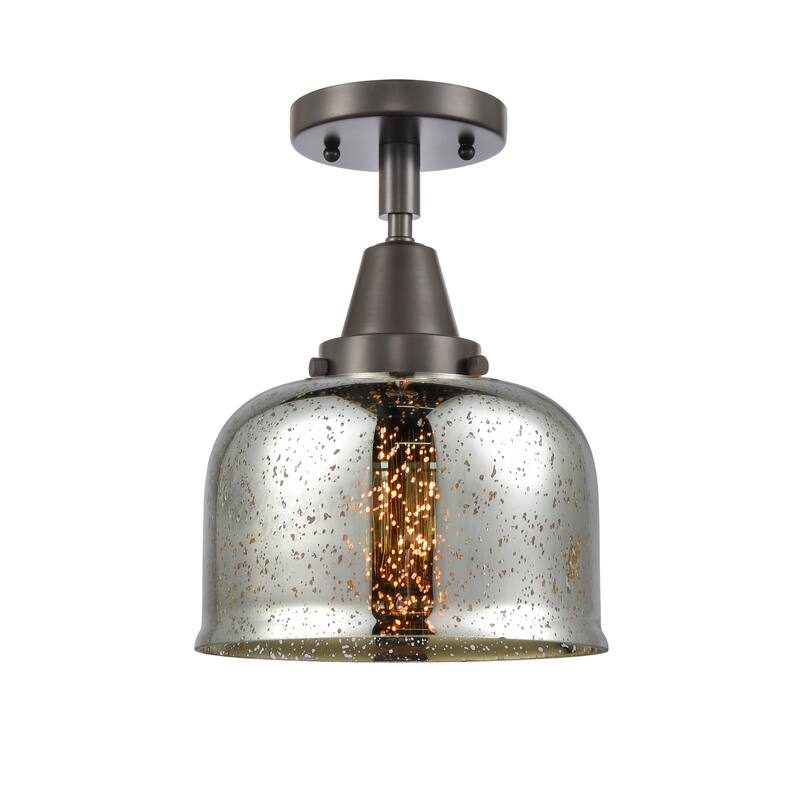 Innovations Lighting Caden Bell - 1 Light 8" Flush Mount - Silver Plated Mercury/Oil Rubbed Bronze