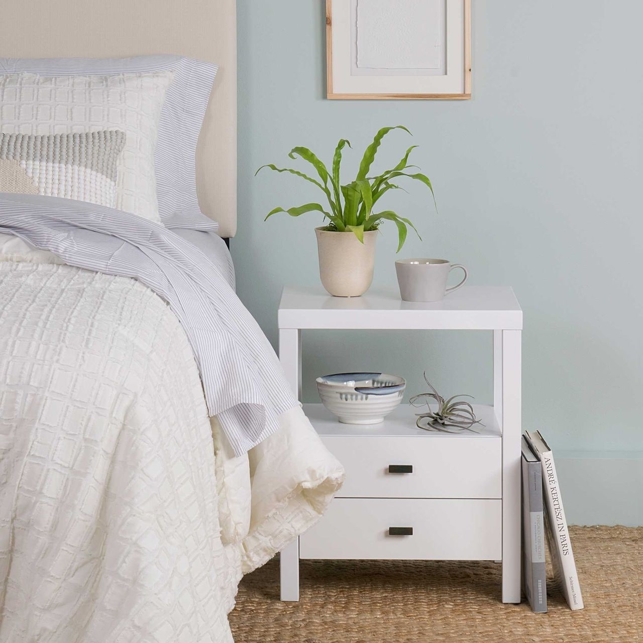 Painted Solid Acacia Wood Storage End Table Nightstand by East at Main