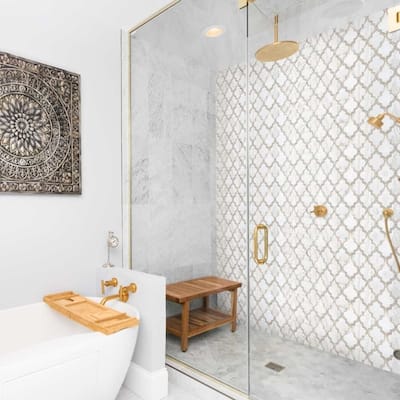 The Tile Life Stately Lantern 9" x 14" Polished Porcelain Mosaic Wall & Backsplash Tile