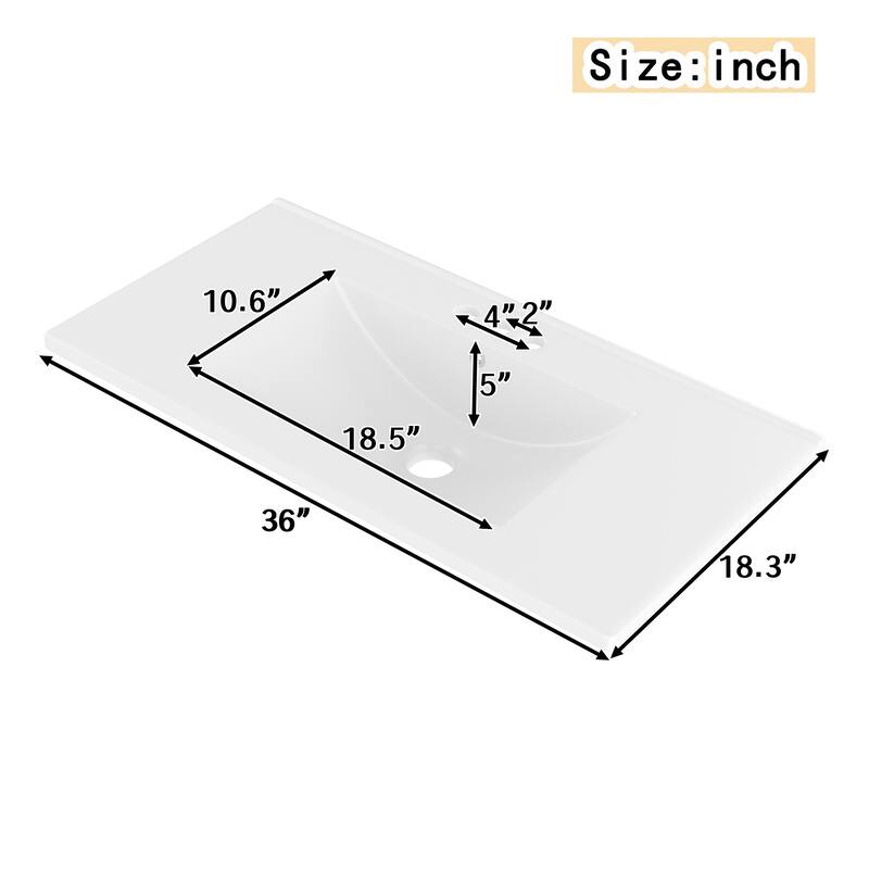 Roomfitters 36 Inch Bathroom Vanity with Sink, Solid Wood Cabinet with Side Rack and Drawers