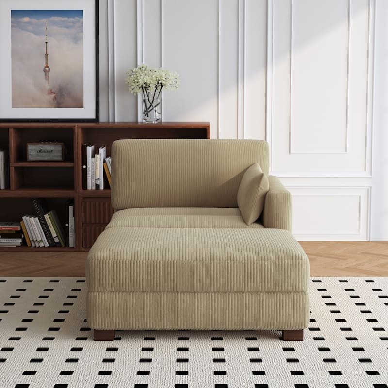 Modern 43'' Corduroy Comfy Sectional Chaise Lounge with Pillow