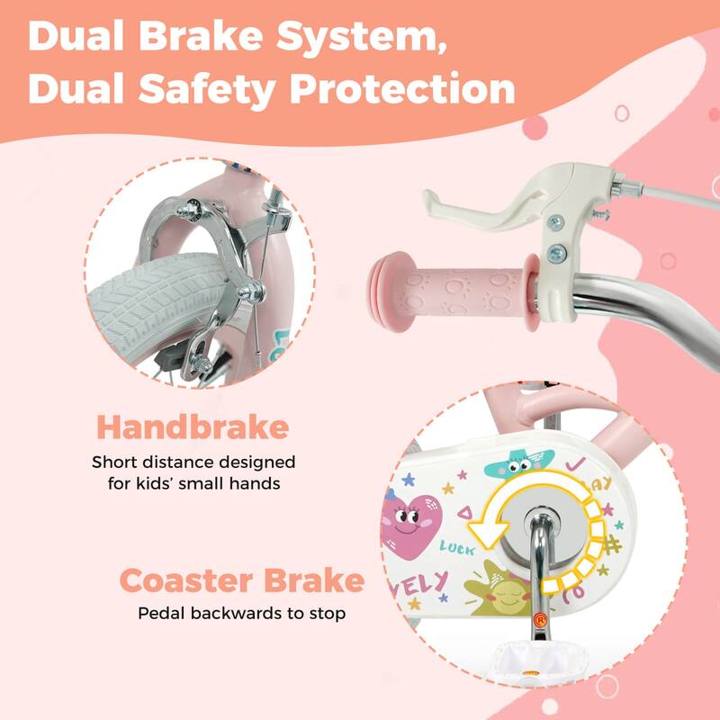 Costway 12/14/16/18 Inch Kids Bike for Girls Boys Age 3-8 Years with - See Details