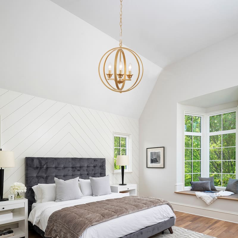 3-Light Farmhouse Globe Chandelier for Dining Room Kitchen Island