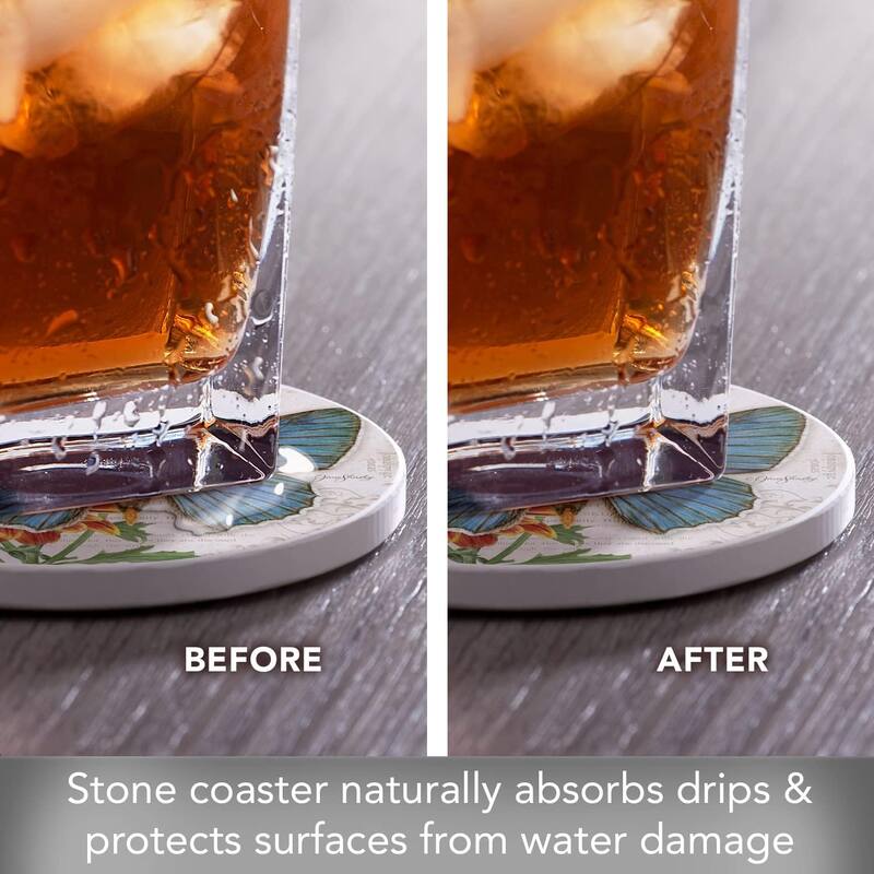 Stone Beverage Coasters - Set of 4 - Scalloped Edge Firetip