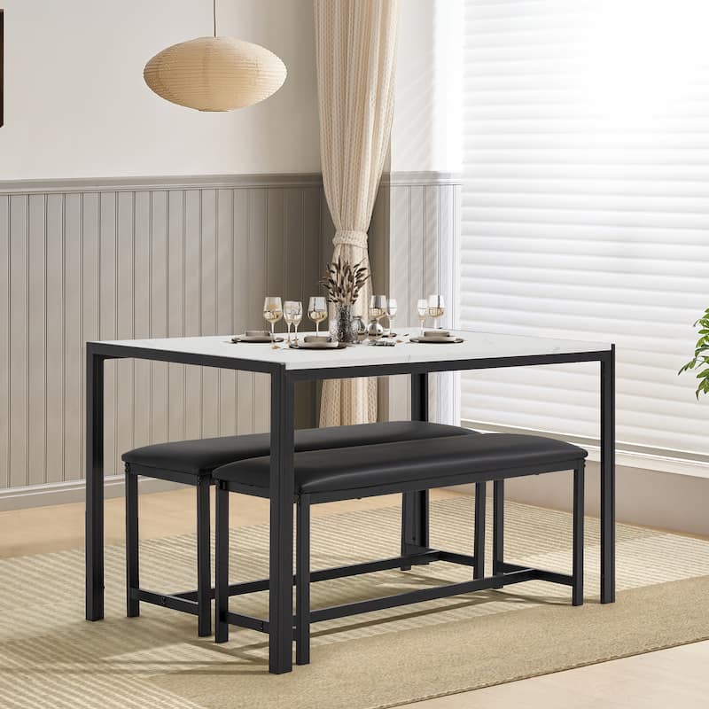 Space-Saving Dining Table Set,Ideal for Small Spaces - Featuring a Stylish Faux Marble or Wood Grain Table with Modern Chairs