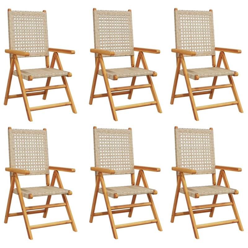 vidaXL Patio Chairs Garden Seating Furniture Solid Wood Acacia and Poly Rattan - 27.6 x 22.4 x 42.9