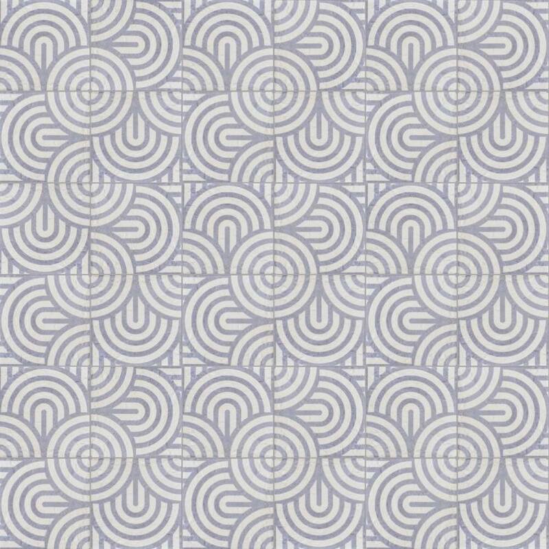 Verity Waves 8x8 Matte Porcelain Encaustic Tile - Floor, Wall, Backsplash