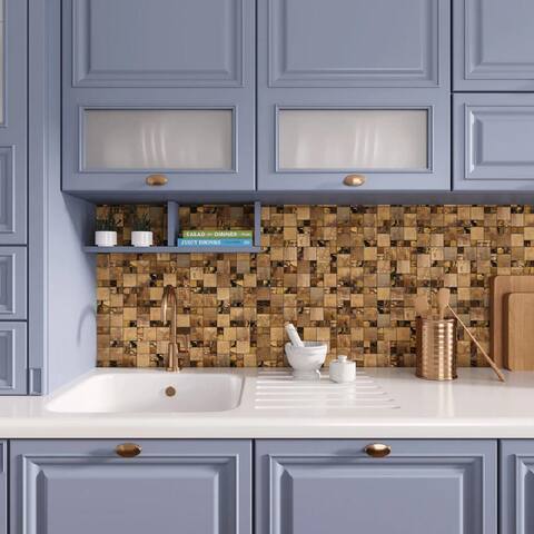 Apollo Tile 5 pack Bronze 11.7-in. x 11.7-in. Square Polished Metal Mosaic Tile (4.75 Sq ft/case)