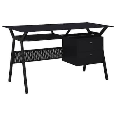 Weaving 55-inch 2-drawer Computer Desk Keyboard Tray Black