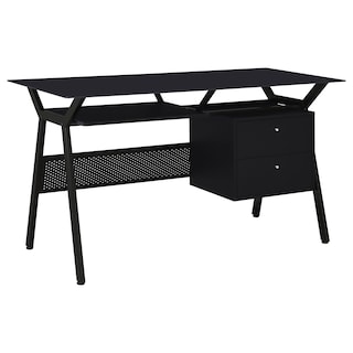 Weaving 55-inch 2-drawer Computer Desk Keyboard Tray Black