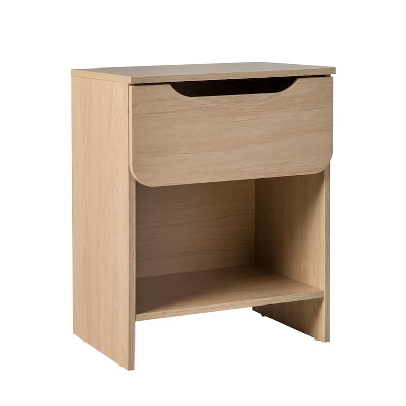 Modern Minimalist 1-Drawer Nightstand with Cubby for Living Room, Bedroom and Office