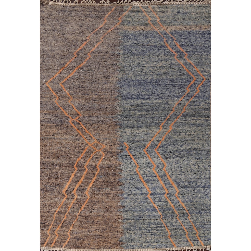 Contemporary Abstract Moroccan Oriental Area Rug Handmade Wool Carpet - 8'0" x 11'0"