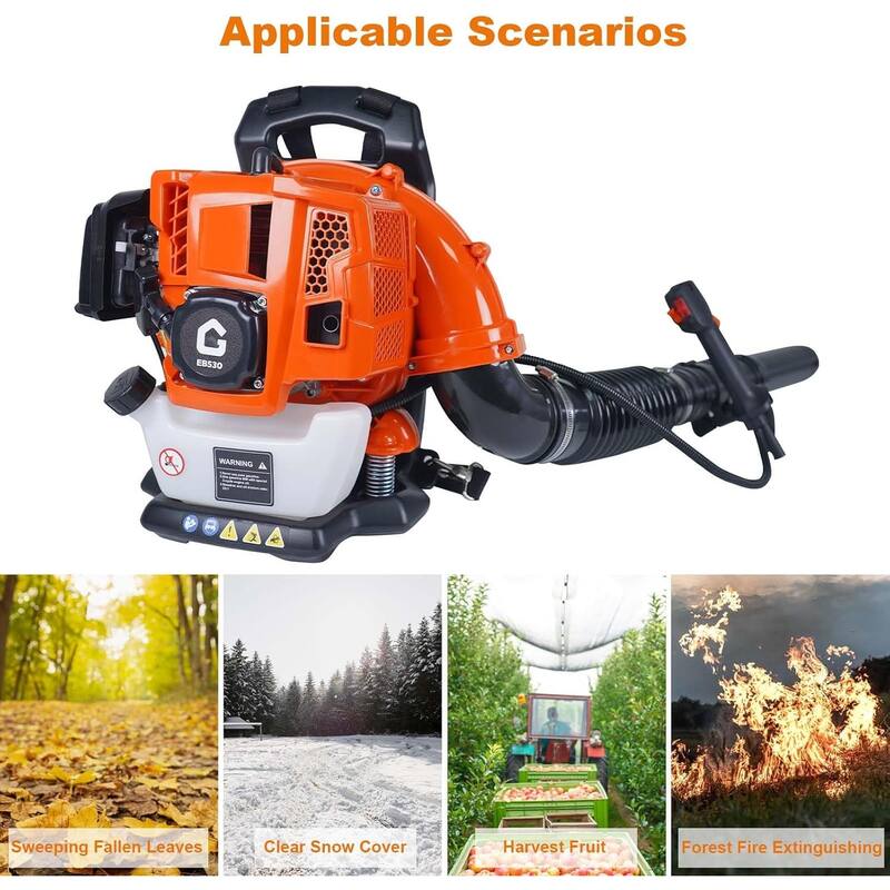 2-Cycle Engine Gas Backpack Leaf Blower with Ergonomic Harness System - 52CC 2.2HP 780CFM 270MPH
