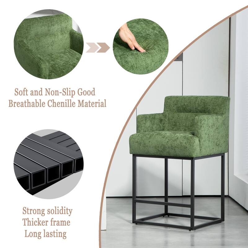 House Hold Counter Height Bar Stools Set of 2,Modern Square PU Bar Stool