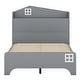 preview thumbnail 9 of 9, Wooden Twin Size House Bed with Storage Headboard and Shelf, Kids Bed