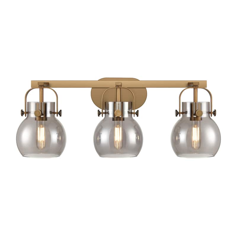 Innovations Lighting 423-3W-10-27 Pilaster II Sphere Vanity Pilaster - Brushed Brass / Plated Smoke