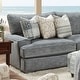 preview thumbnail 4 of 4, Caledonia Transitional Blue Chenille Padded 2-Piece Sectional and Tribal Chair Set by Furniture of America