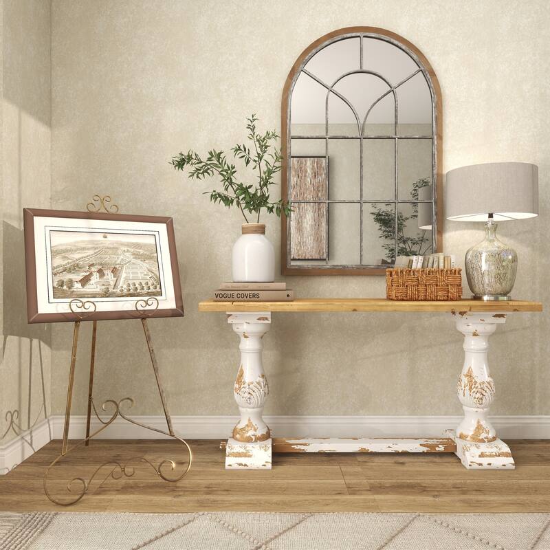Metal Scroll Large Adjustable 3 Tier Easel with Chain Support - Gold or Gray - Roche River Decor