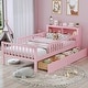 preview thumbnail 28 of 34, Twin Size Bed with Headboard Storage Rack, Two Under-Bed Drawers, Three-Side Guardrails for Safety and Security,White