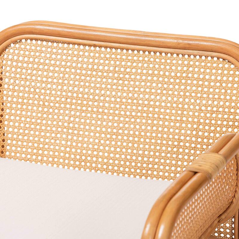 Cambridge Natural Rattan Armchair - Handcrafted with Cushion, Rounded Frame with Cane Woven Panels, for Living Room or Sunroom