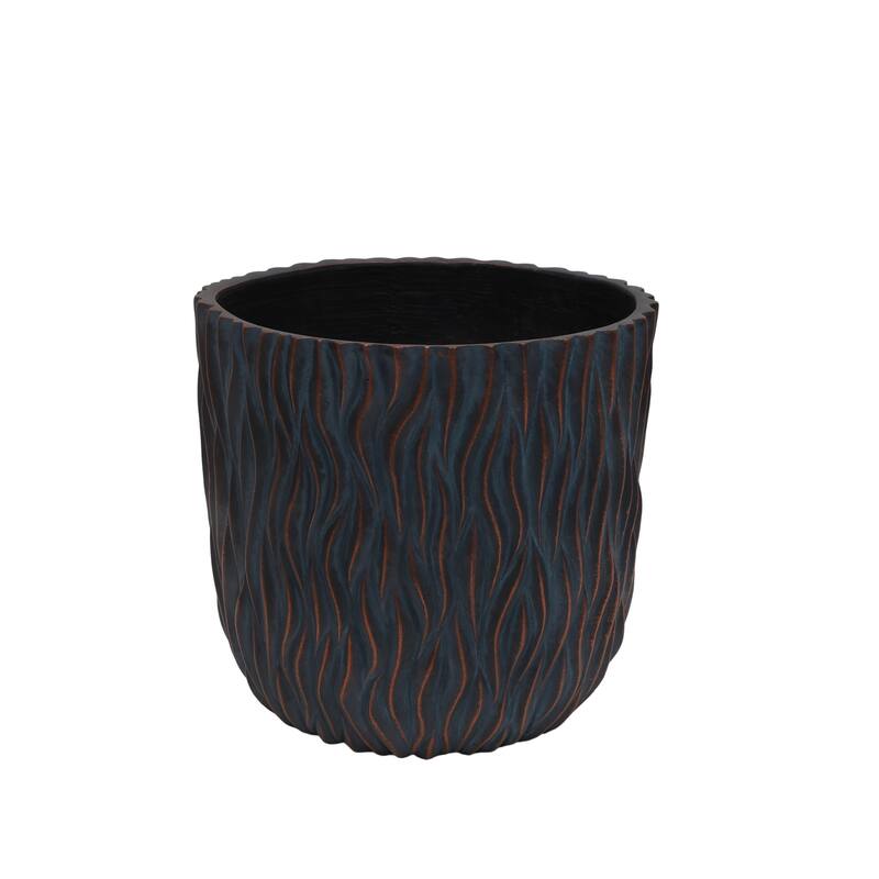 Large Round Planters Set of 2 (15.75"x14.96" & 12.2" x13.39") - Lightweight Plant Pot-Concrete Planter Pots with Drainage Hole