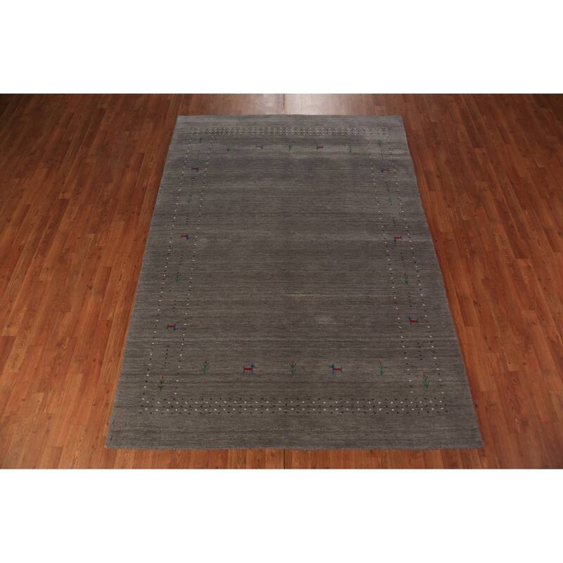 Tribal Gabbeh Oriental Area Rug Handmade Wool Carpet - 5'7" x 7'11"