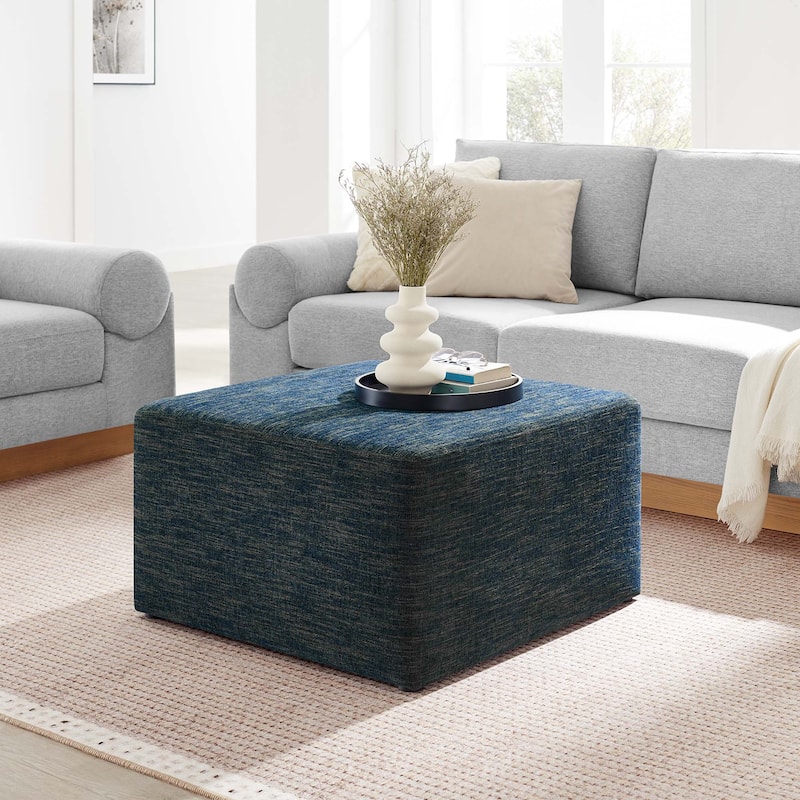 Callum 17"/28" Square Woven Heathered Fabric Upholstered Ottoman