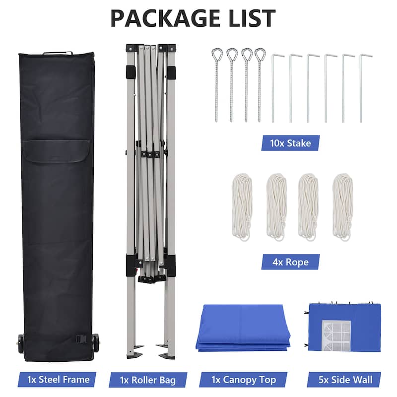 Ainfox 10x20 Heavy Duty Pop up Canopy Tent,Outdoor Shade Instant Folding Event Gazebo with Wheeled Bag