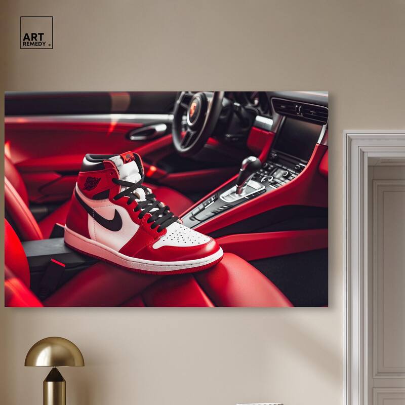 Sneaker Car Red Canvas by Art Remedy, Gallery Wrapped