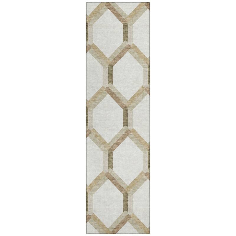 Machine Washable Indoor/ Outdoor Modern Trellis Chantille Rug