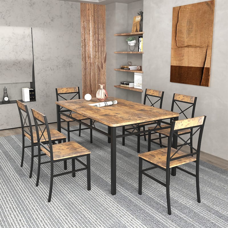 Dining Table Set with 6 Chairs Perfect for Small Space