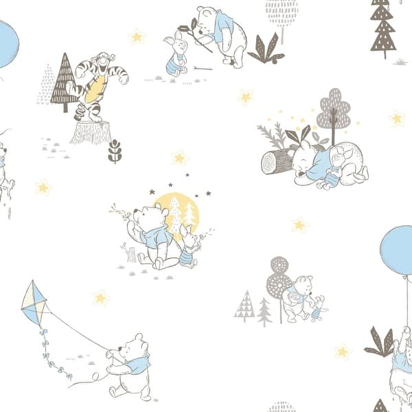 slide 2 of 7, Blue & Yellow Disney Winnie The Pooh Playmates Peel and Stick Wallpaper by RoomMates