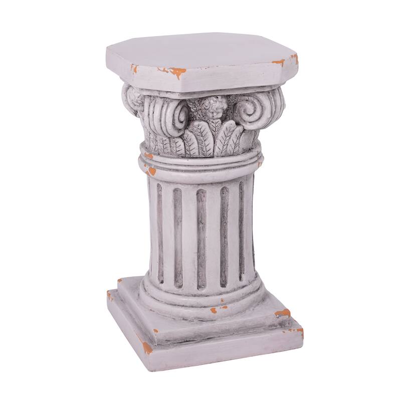 Christopher Knight Home - 18.50"H Classical Ionic MGO Pedestal Plant Stand Side Table for Indoor & Outdoor