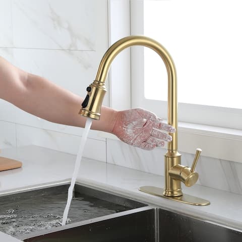 Touch Pull Down Sprayer Kitchen Faucet with Gold - 16.53*8.66*8.07