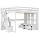 preview thumbnail 16 of 23, Stairway Wood Loft Bed with Bulit-in Desk & Storage Shelevs, Full Size Loft Bed Frame w/ Storage Staircase & 2 Bulit-in Drawers