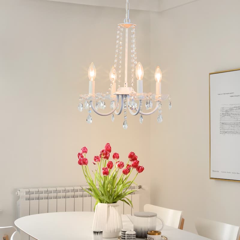 15.74-inch elegant 4-light crystal chandelier with metal frame plug-in