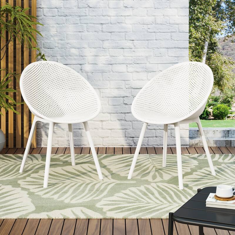 Brava Indoor/Outdoor Modern Dining Chairs Lightweight & Durable (Set of 2) by Christopher Knight Home