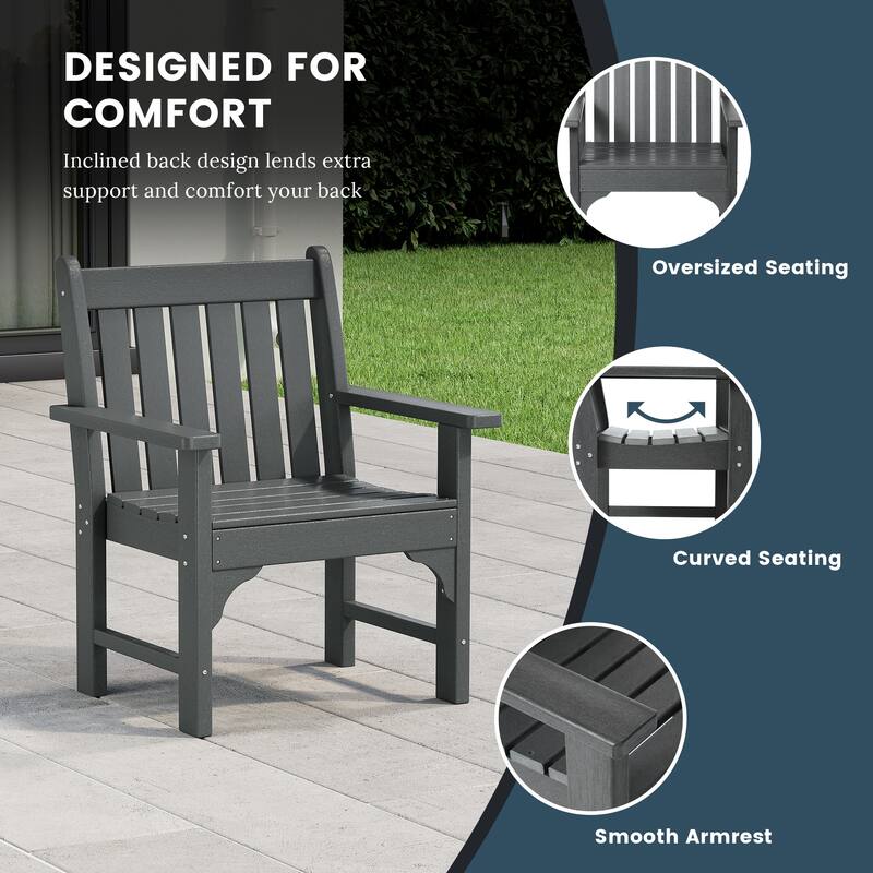 Polytrends Laguna Outdoor Patio 7-Piece Rectangular Table Garden Arm Chairs Dining Set