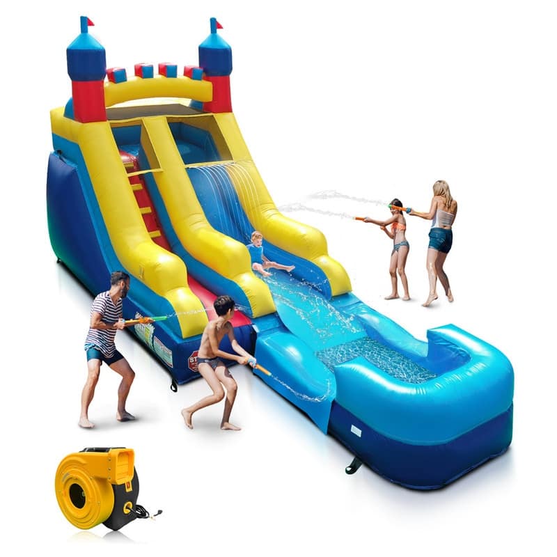 Vinyl Inflatable Bounce House with Long Slide, Climbing Ladder, Large Ball Pool and 1500-Watt Blower - 14x9x23ft - 14x9x23ft