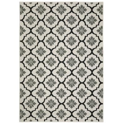 Salisbury Beige Black Geometric Outdoor Casual Area Rug