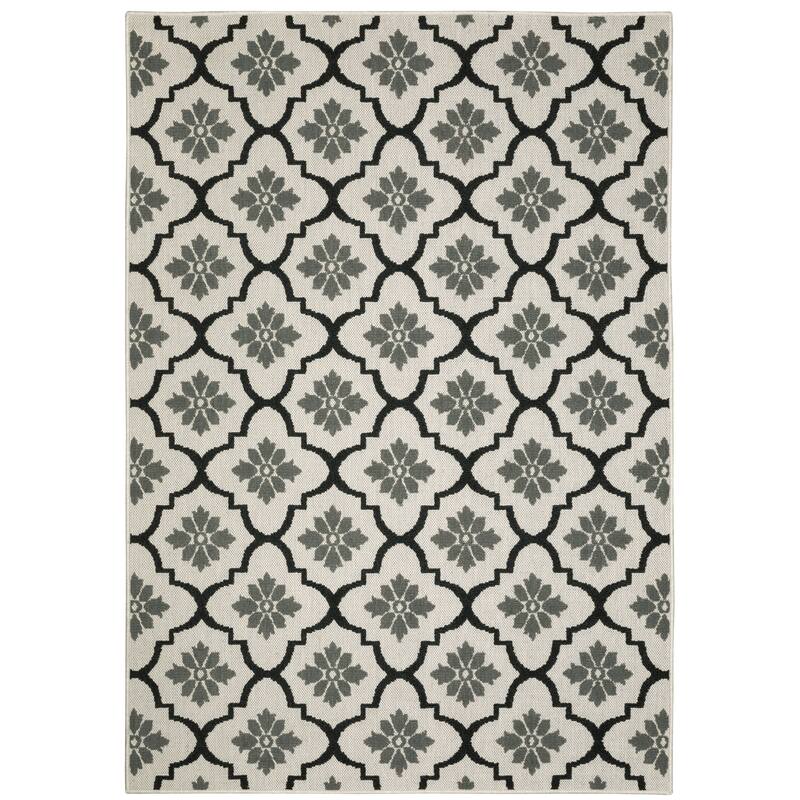 Vista Home Talcot Moroccan Trellis Grey/ Black Indoor-Outdoor Area Rug - 7'10" X 10'