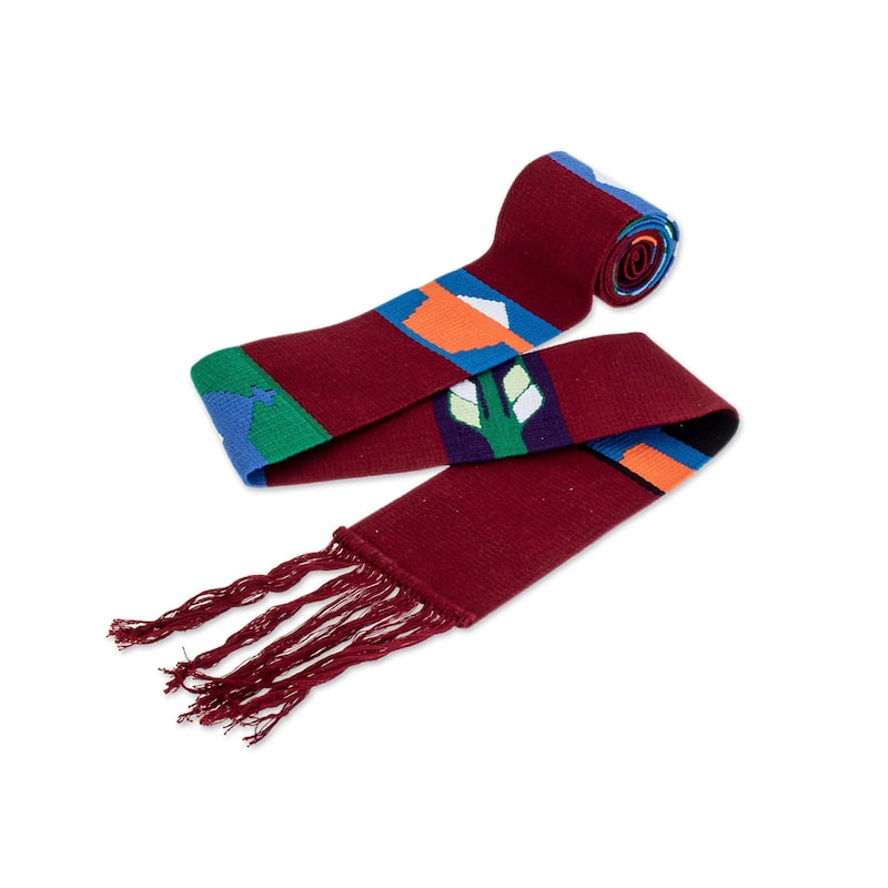 Novica Handmade Solola Totem In Crimson Cotton Table Runner