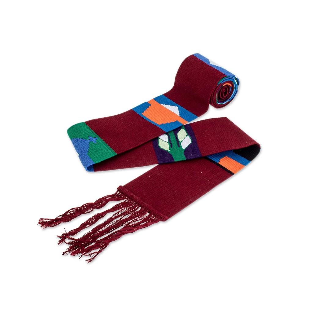 Novica Handmade Solola Totem In Crimson Cotton Table Runner