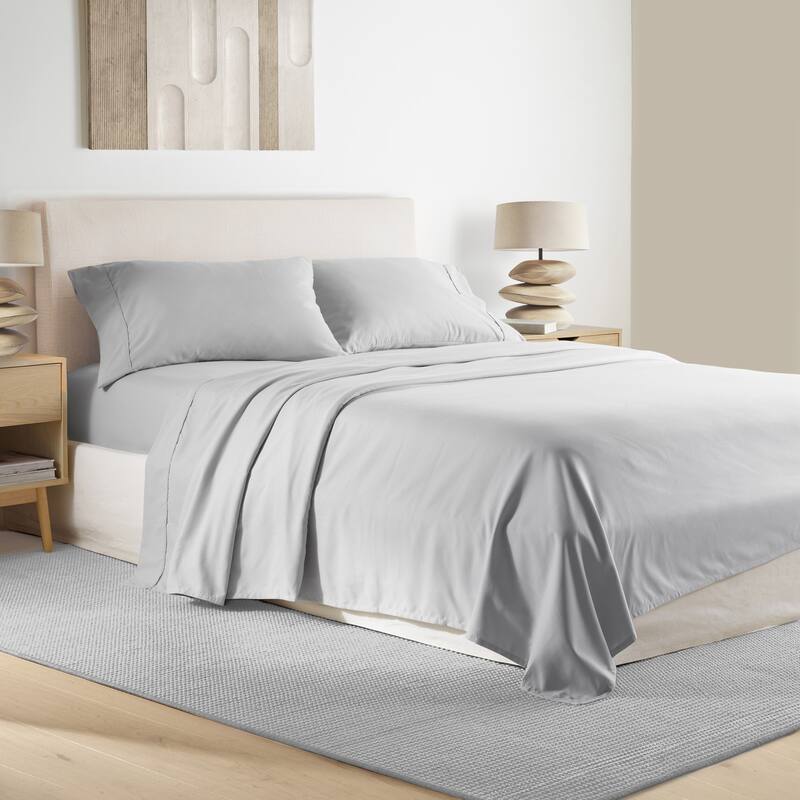 Jennifer Adams Lux Enzyme-Washed Triple-Brushed Signature Soft Sheet Set - Queen 4pc. - Whisper Gray