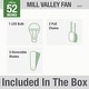 preview thumbnail 17 of 20, Hunter 52" Mill Valley Outdoor Low Profile Ceiling Fan with LED Light Kit and Pull Chain, Damp Rated