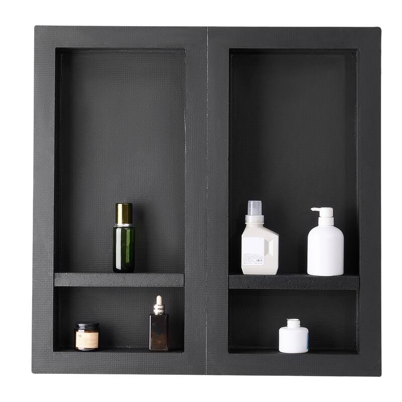 Black Foam Four Layer Insert Shower Niche with Waterproof Cement Mortar Finish - 16 x 4 x 32 in-16 x 4 x 32 in